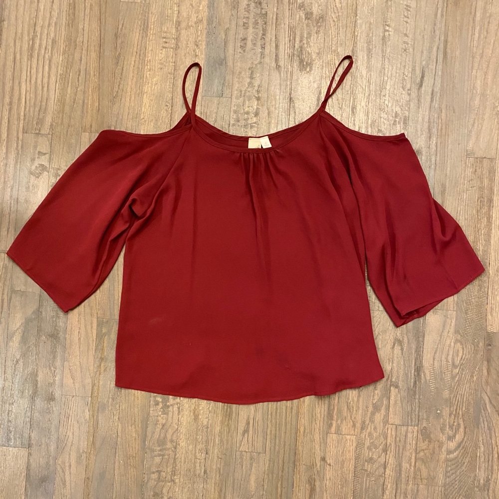 Maroon Cold Shoulder Blouse